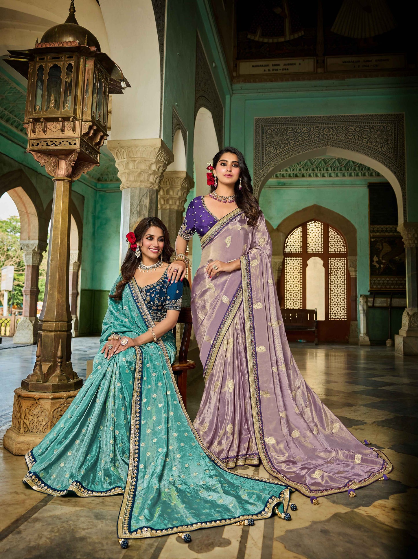 Lavender Viscose Saree with bead work 6122
