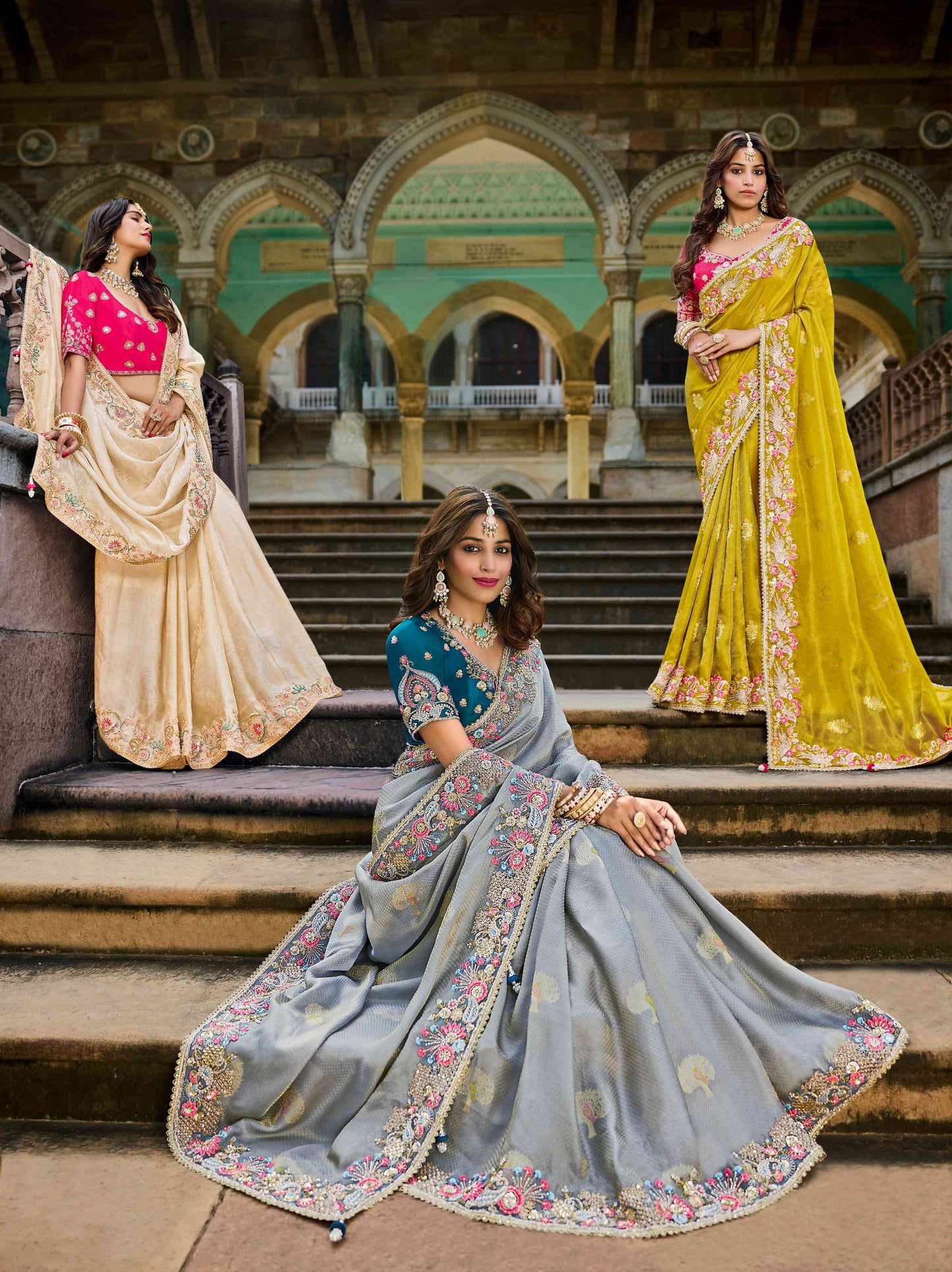 Yellow Haldi mehendi Viscose Saree with bead work 6183