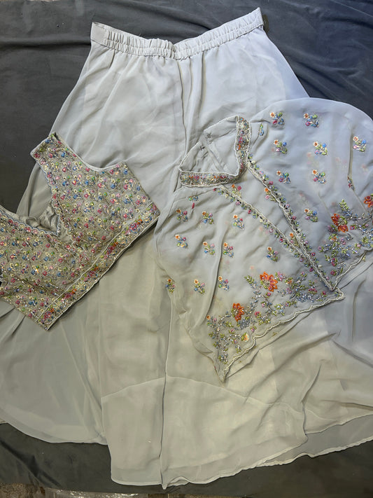 Astonishing off white crop top lehenga