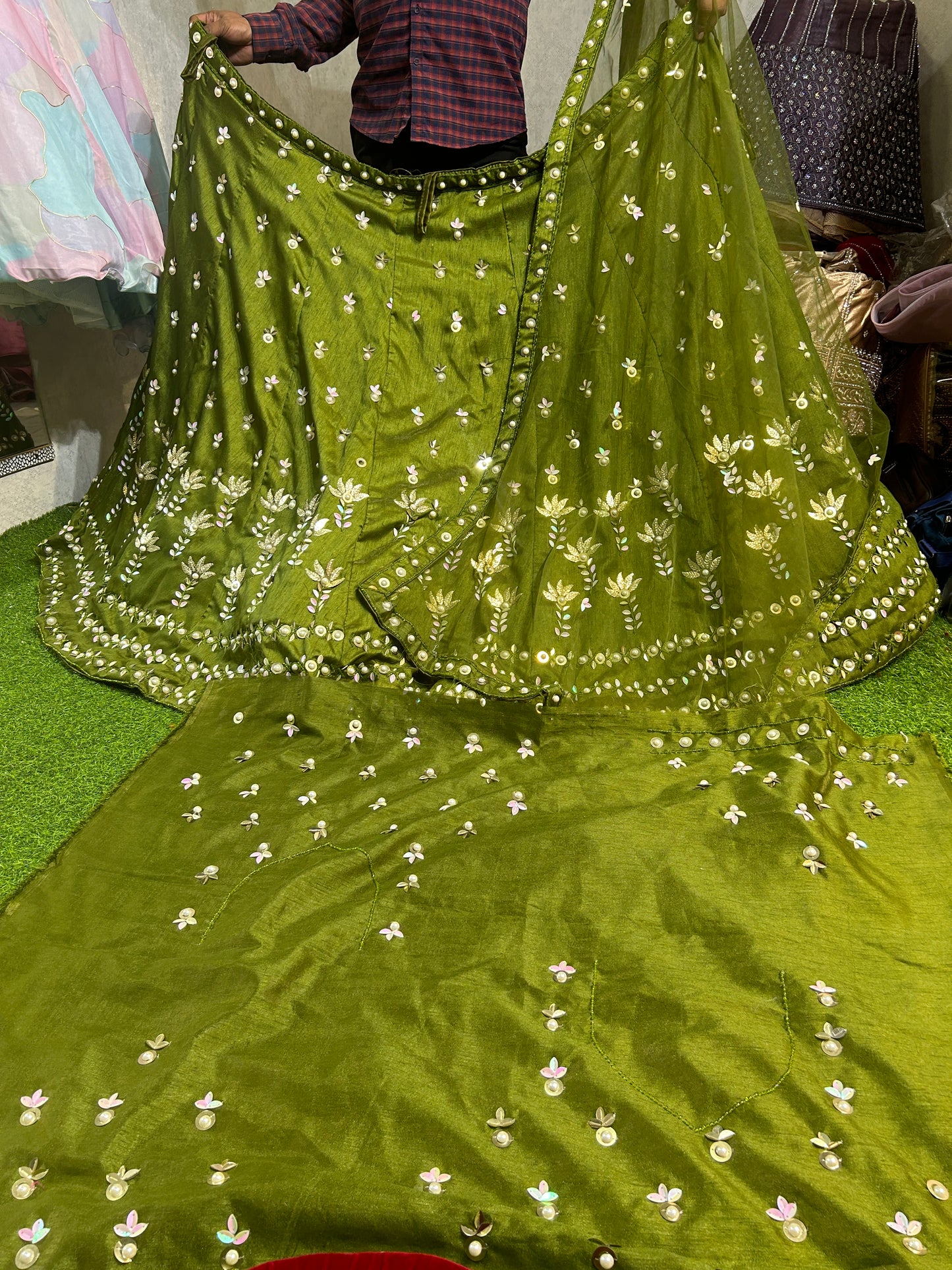 Green Mehendi Lehenga