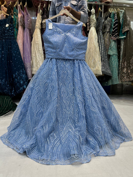 Stunning Blue Crop top dress lehenga