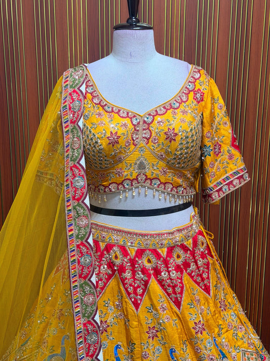 Yellow crop top Lehenga
