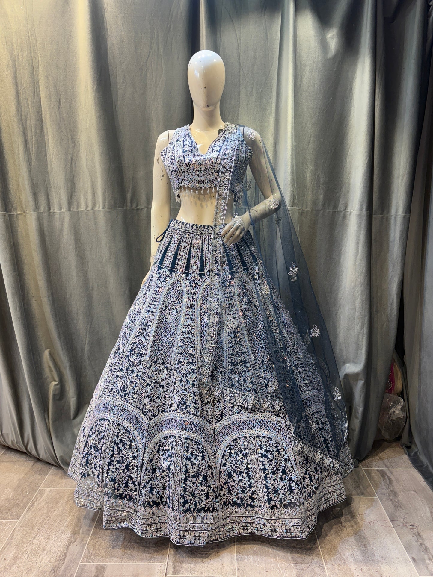 Lavishing blue Crop Top Lehenga