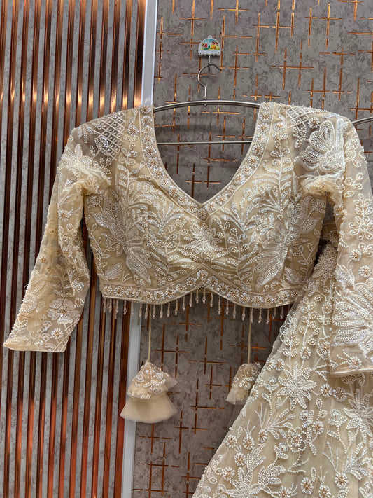 Golden on Golden Monotone Crop Top Lehenga