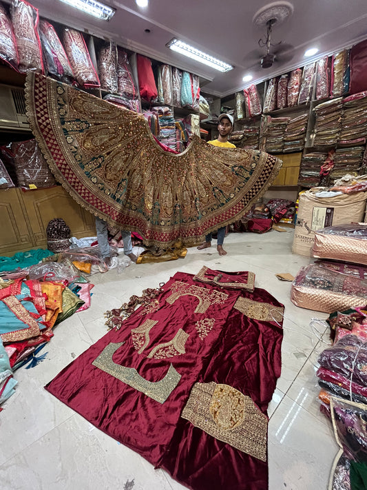 Rajwada Mustard Double DuPatta Royal ضخمة Flare Lehenga