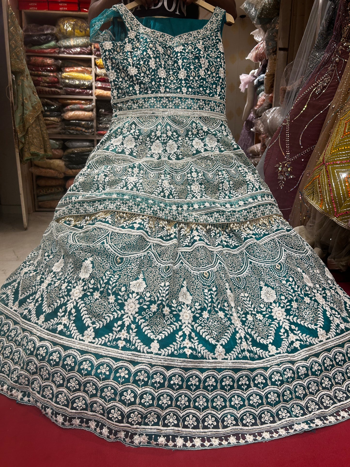 HEAVY work Peplum Gown Dress LEHENGA Blue