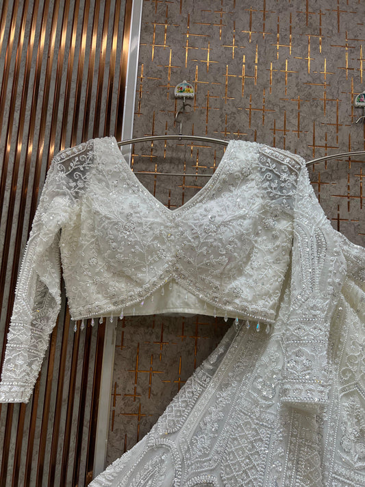 White crop top Lehenga