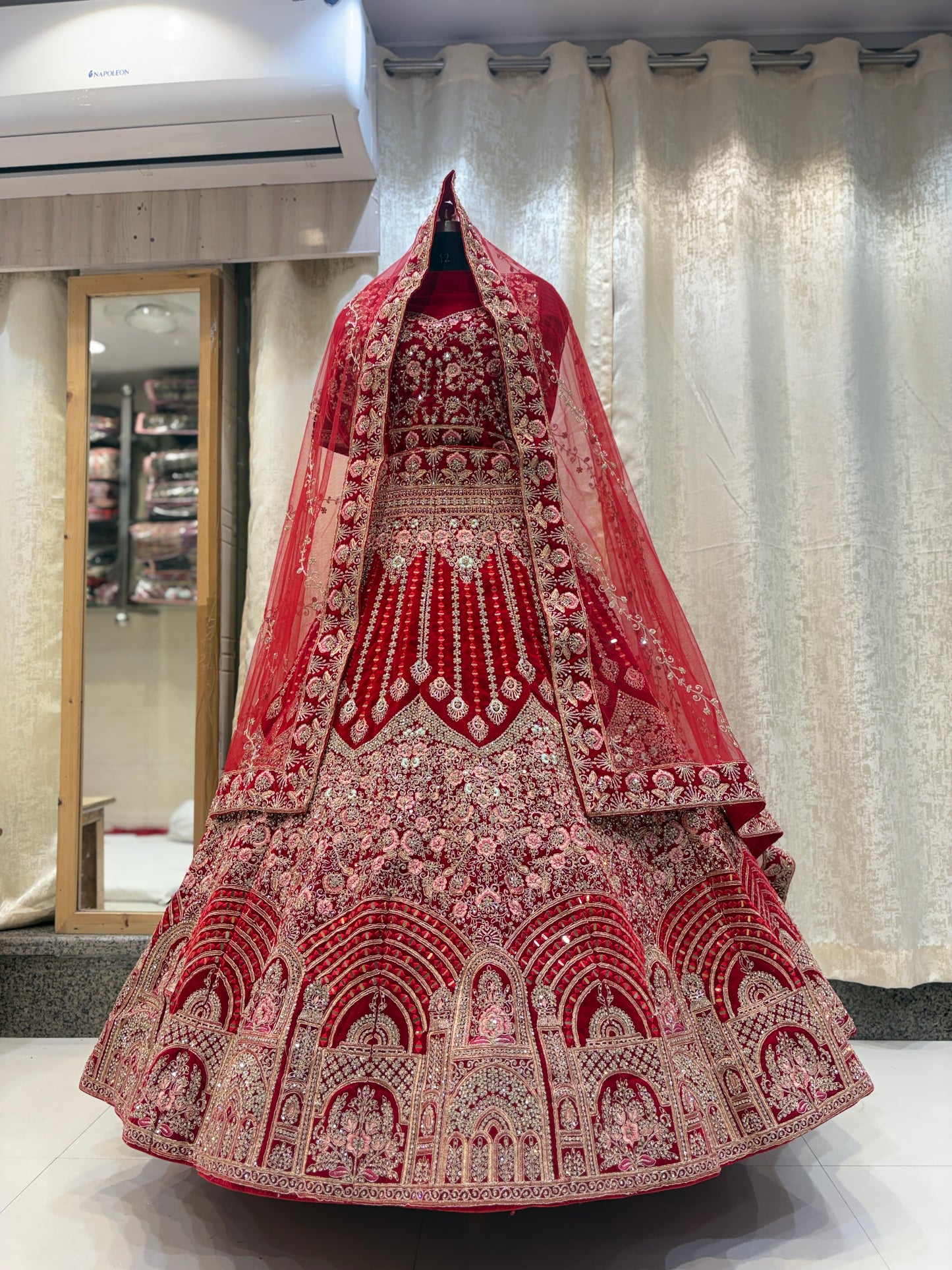 Beautiful jhumka Red bridal lehenga ( happy customer)