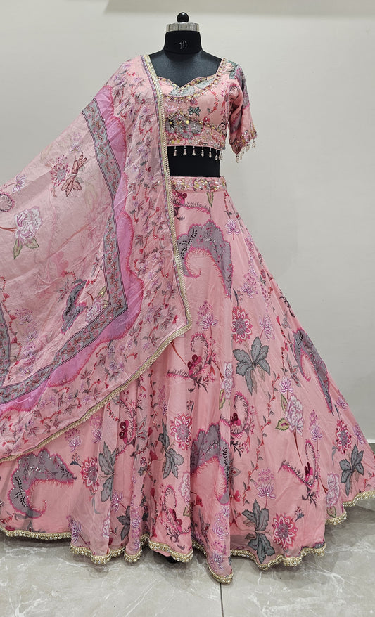 Baby Pink Crop Top Lehenga
