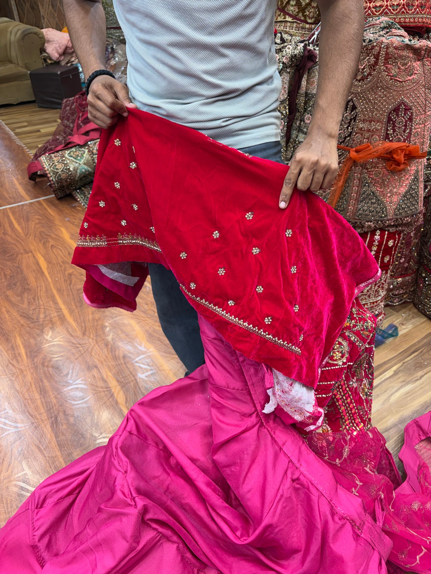 Hot Pink Peacock Bridal Lehenga