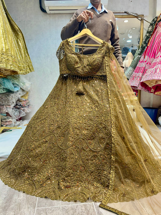 Awesome golden crop top Lehenga