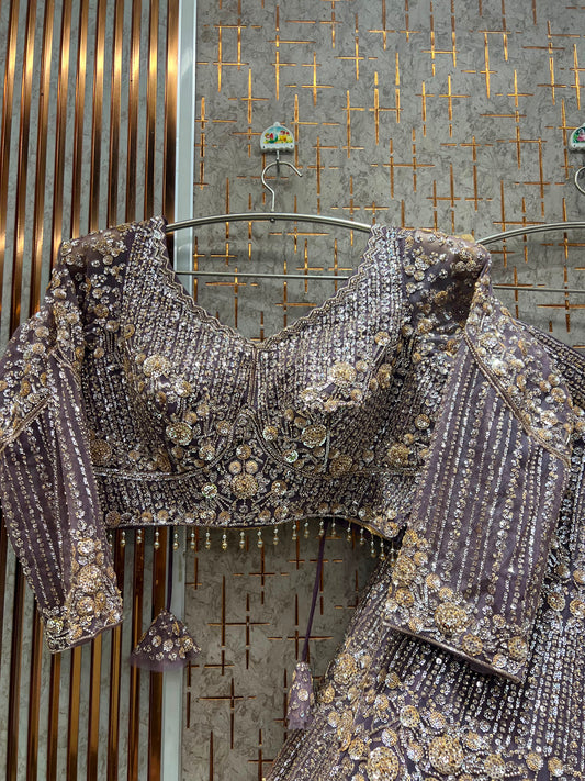 Exclusive Lavender Crop Top Lehenga