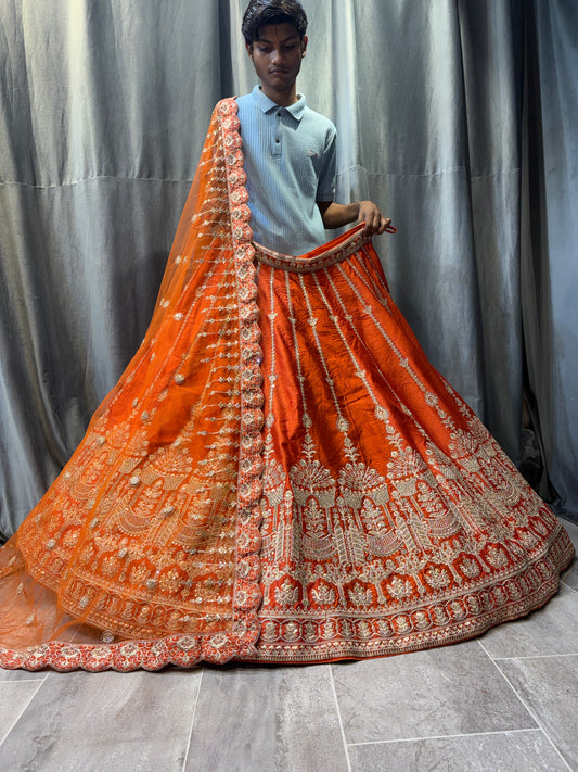 Pleasing Orange Lehenga