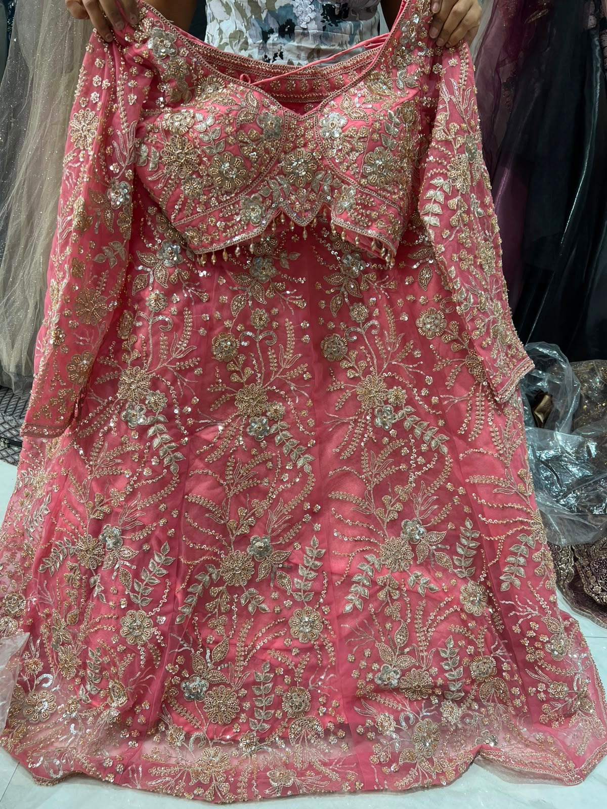 Rust Orange Crop Top Lehenga