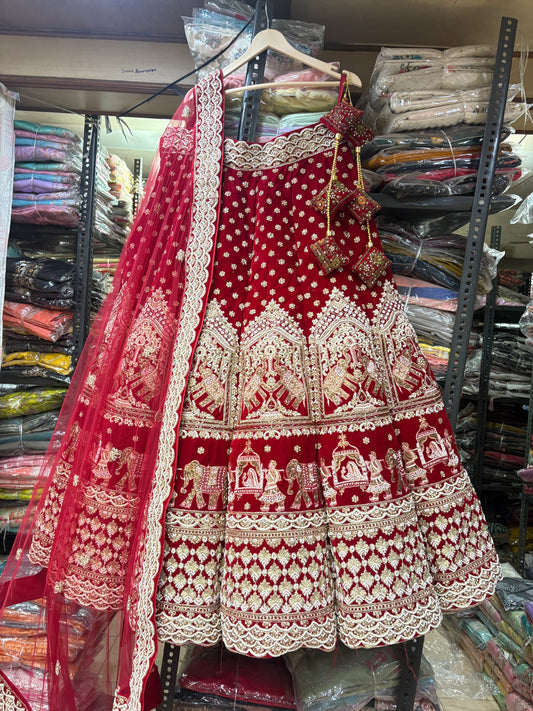 Lavishing red Doli barat ball bridal Lehenga