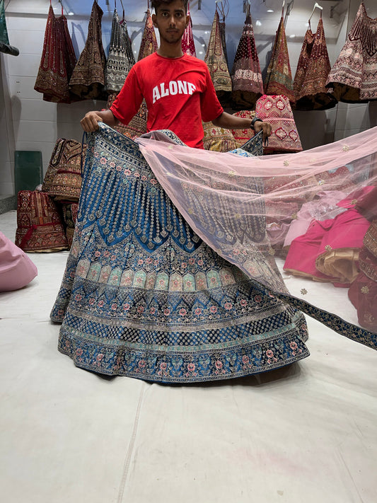 Blue trendy jhumka lehenga