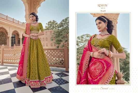 Yellow haldi TISSUE WITH DOLA SILKFABRIC WITH BEAD WORK Lehenga 1164 - Shopping World