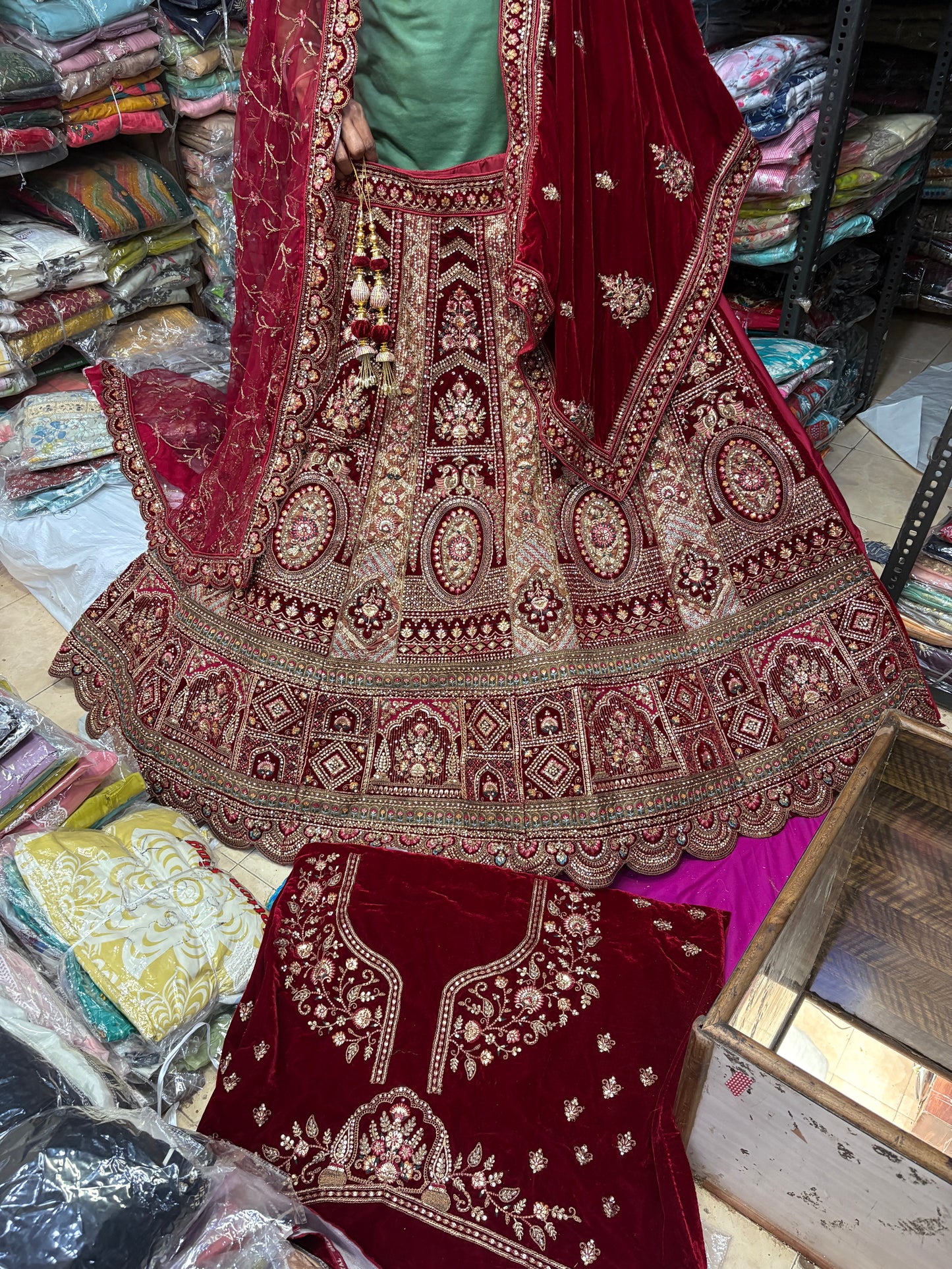 Lovely maroon bridal Lehenga