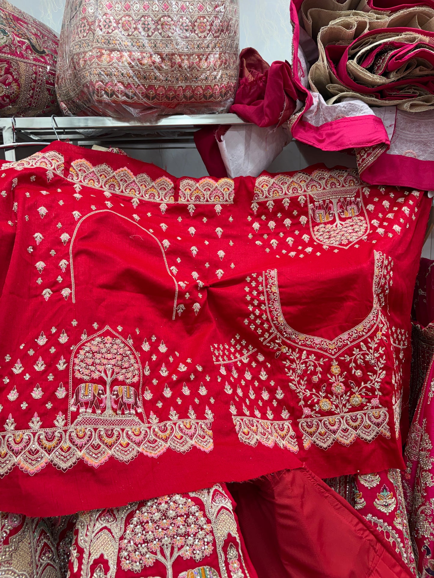 Red peacock Bridal Lehenga