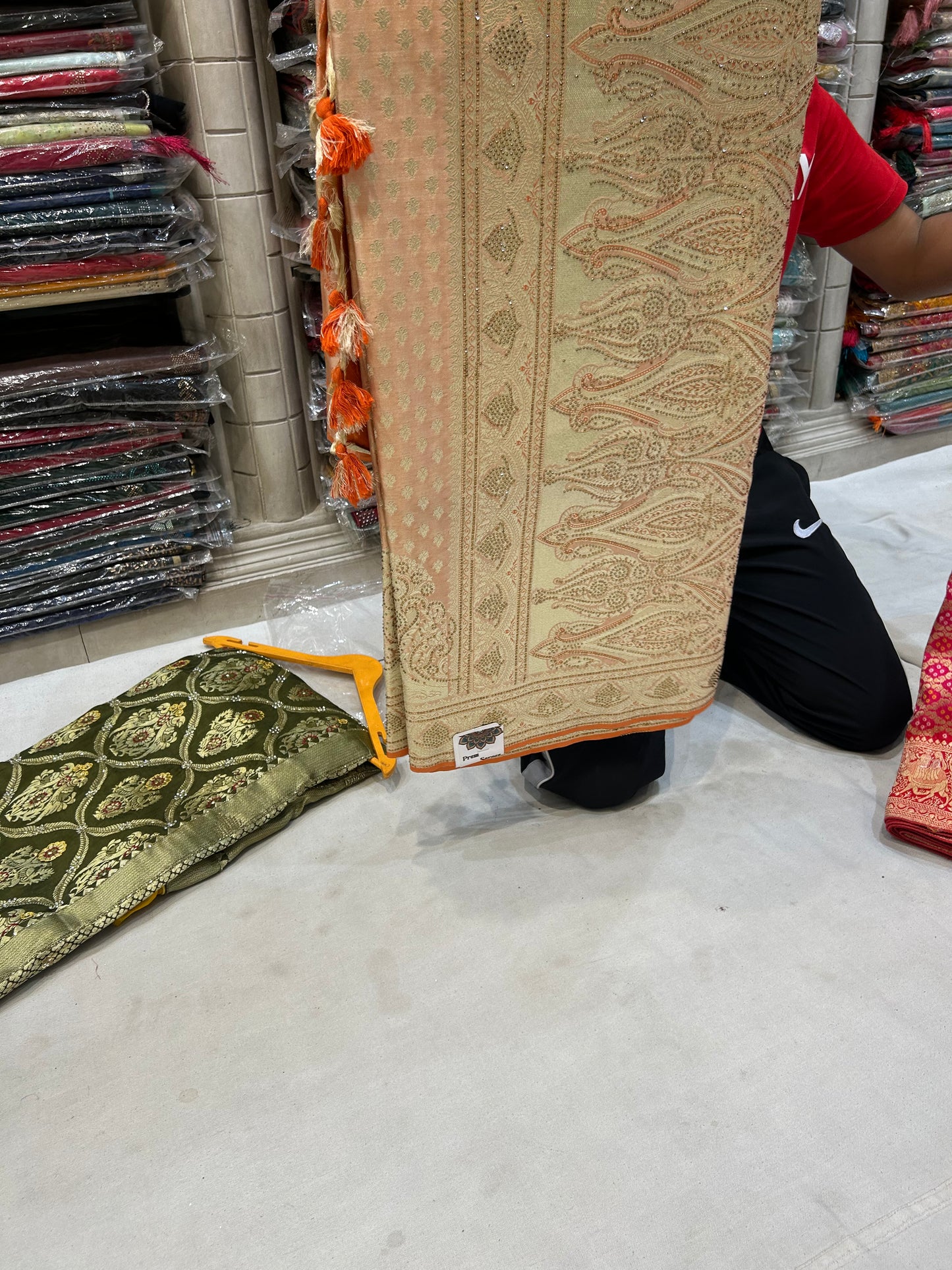 Stylish peach fancy saree