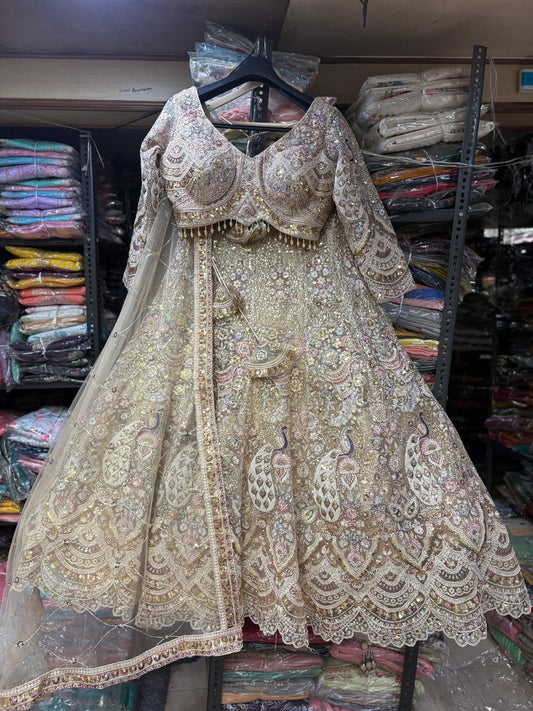 Good looking golden Crop top Lehenga