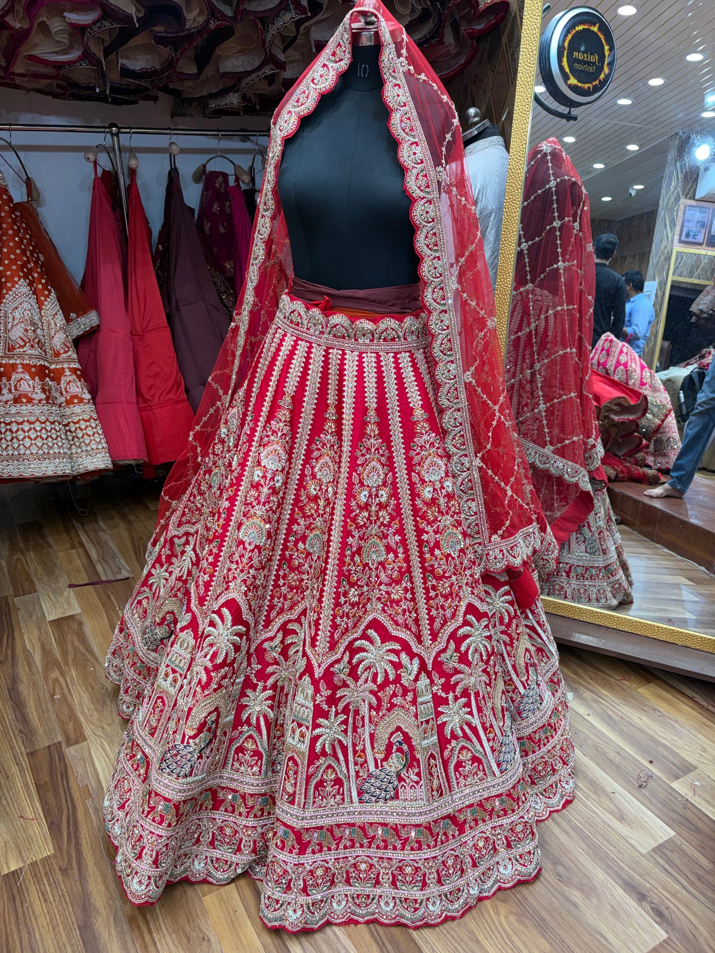 Rani pink peacock handwork Bridal Lehenga