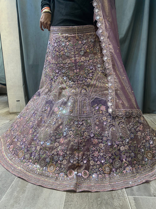 Fair heavy lavender pink lehenga