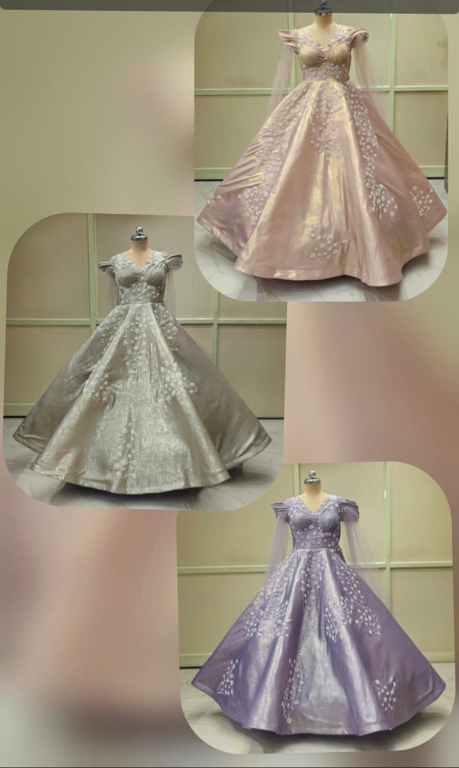 Silver Grey Lavender Pink Gown