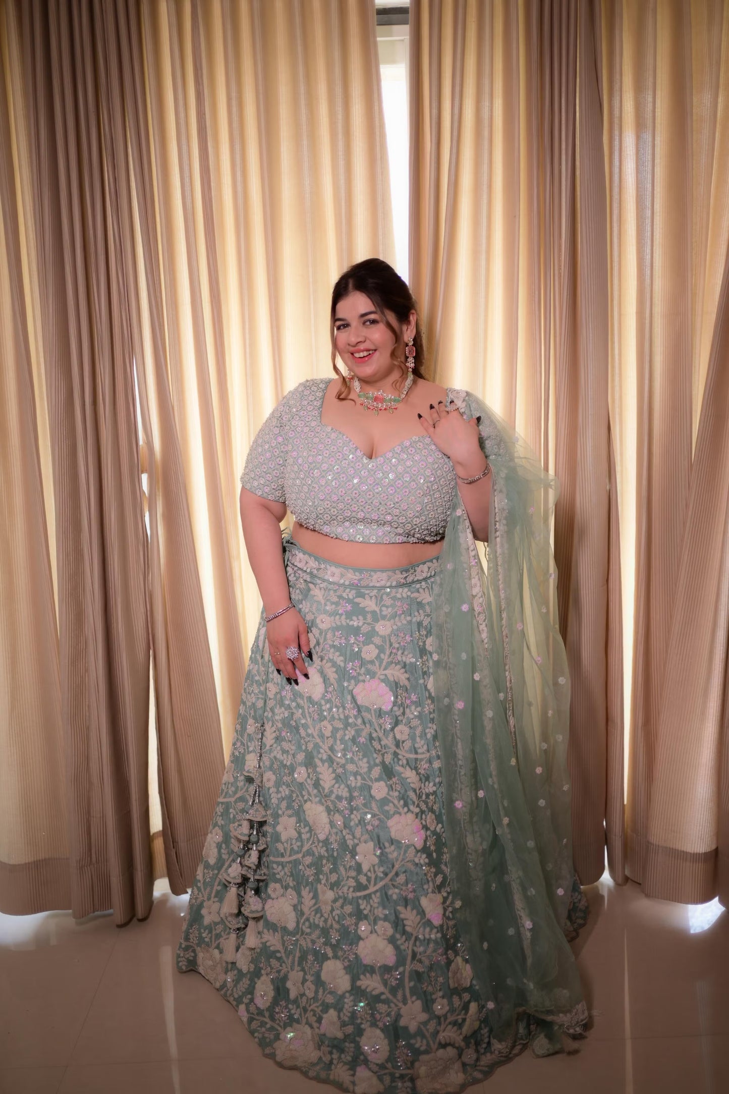 White Color Sequined Chinon Embroidered Semi-Stitched Lehenga choli pink Lehenga