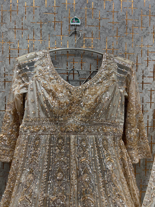 Golden Long Farshi Garara Indo Western Dress
