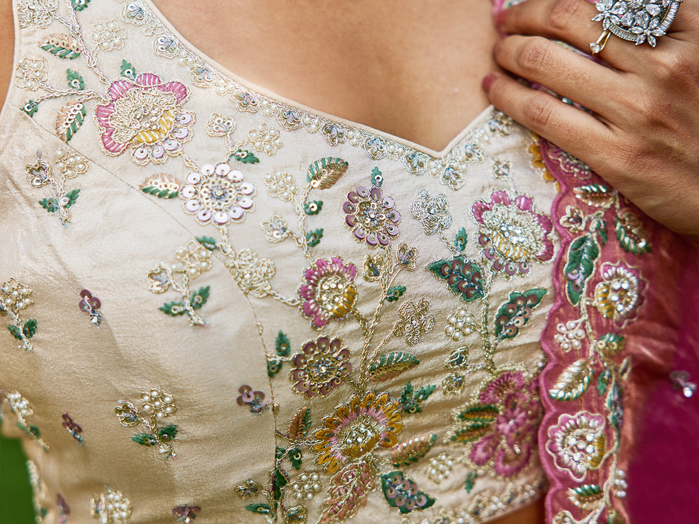 Fantastic cream pink lehenga