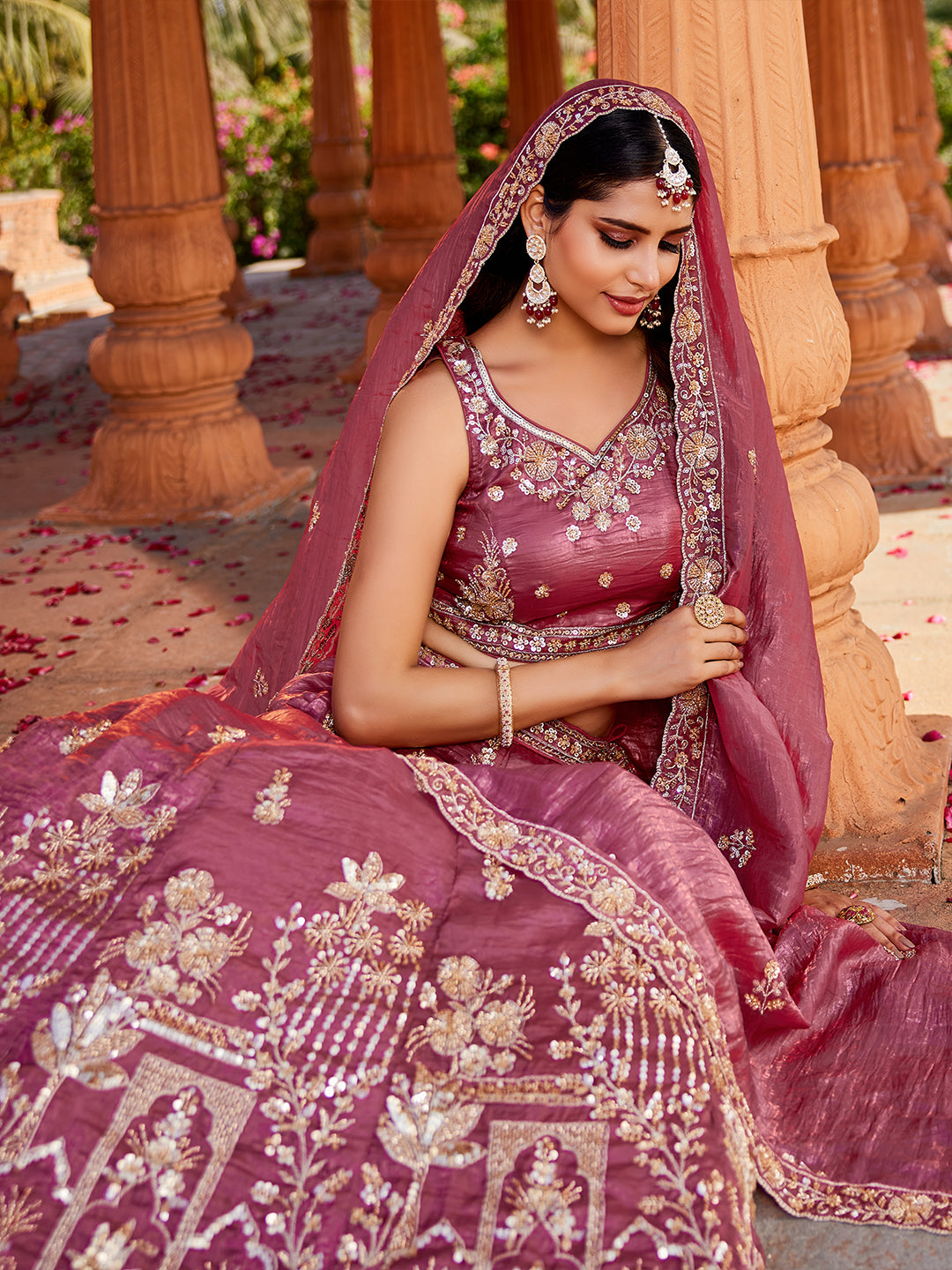 Lavishing burgundy lehenga