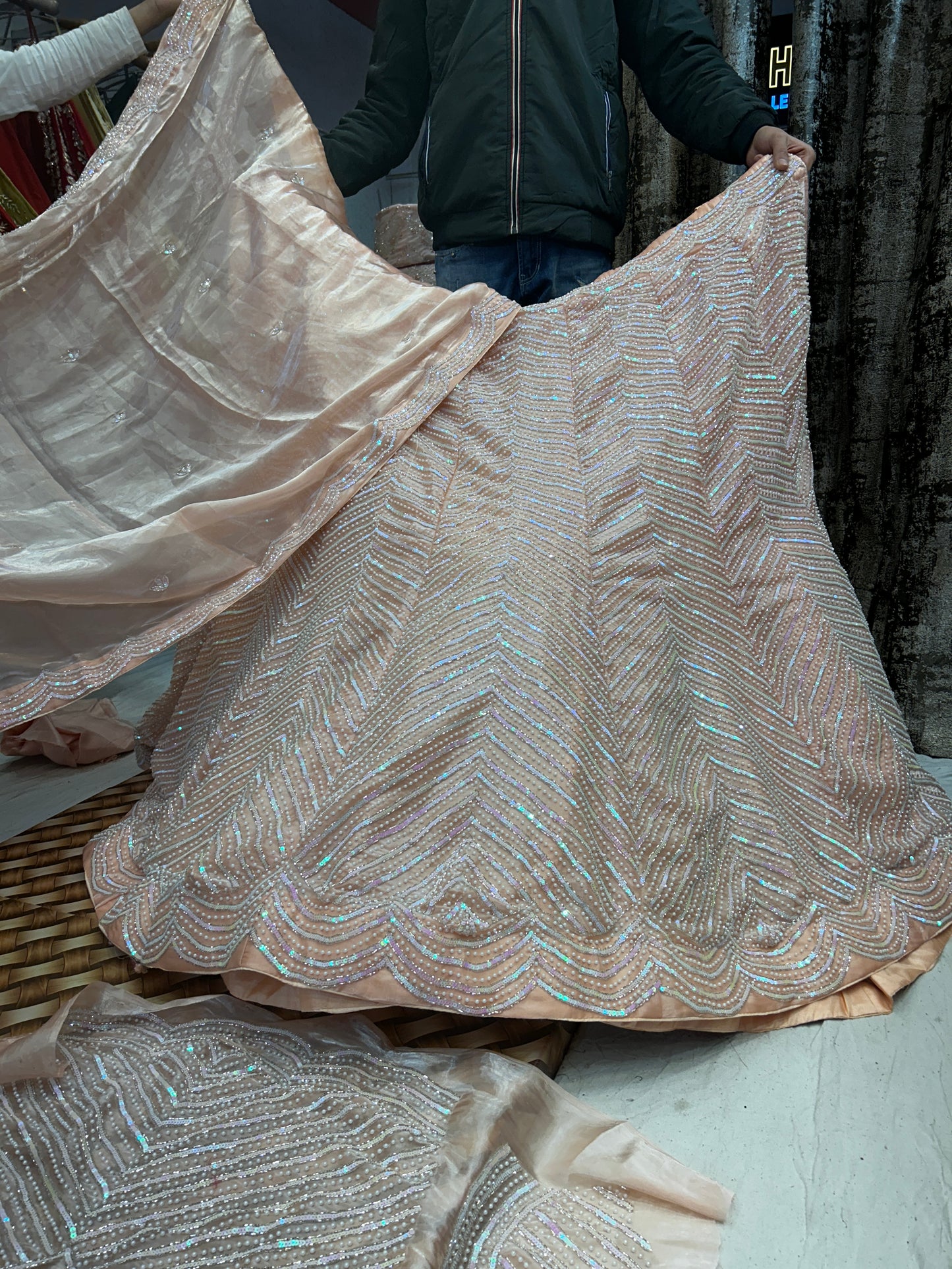 Amazing zig Zag Peach handmade Lehenga