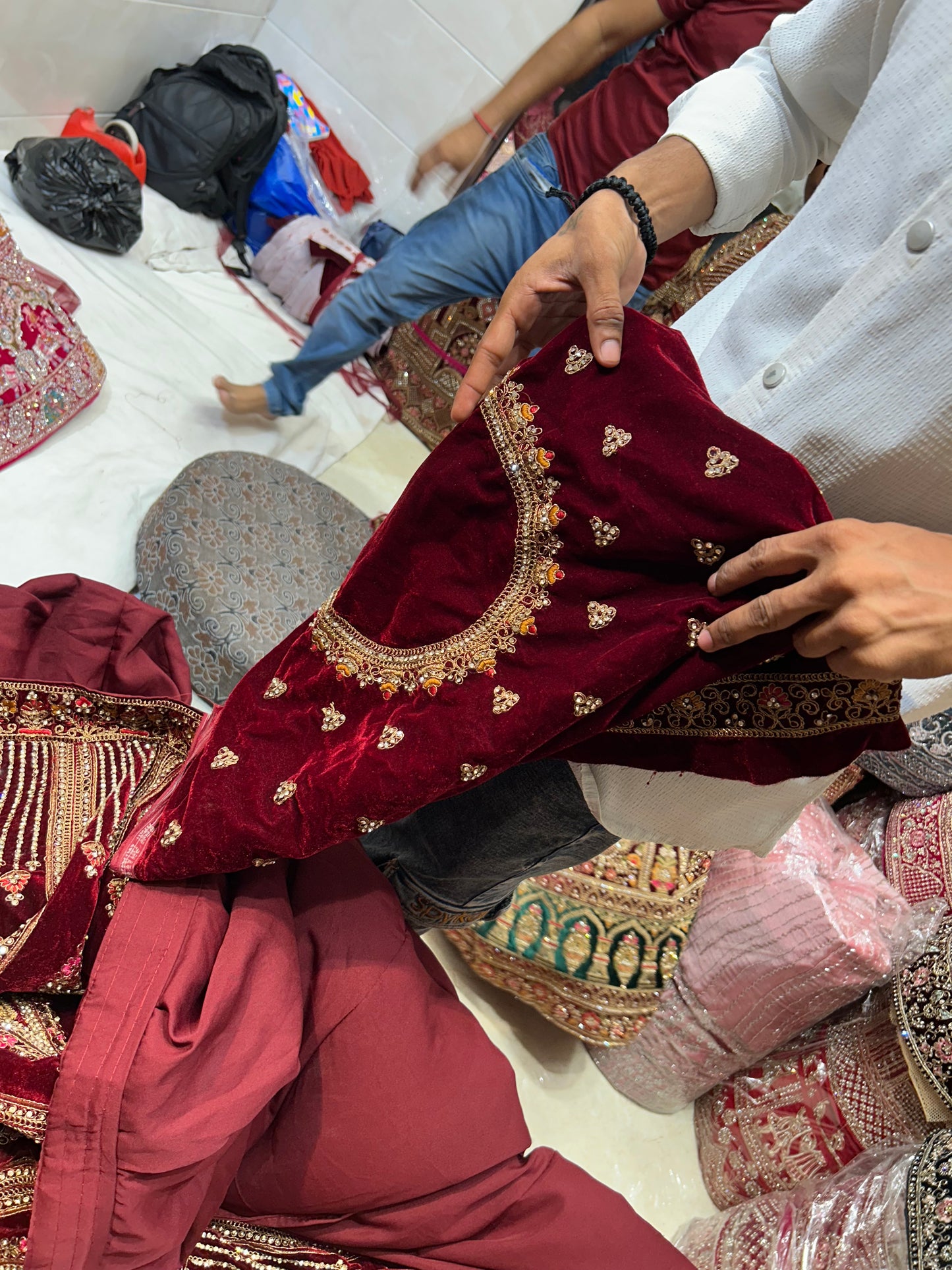 Maroon Doli Barat bridal lehenga