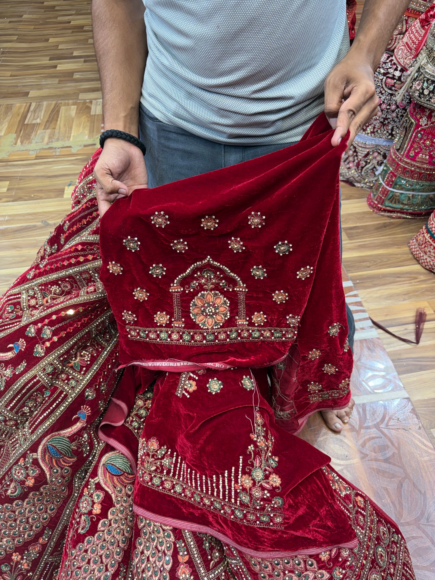 Maroon Peacock Ball Bridal Lehenga - Shopping World