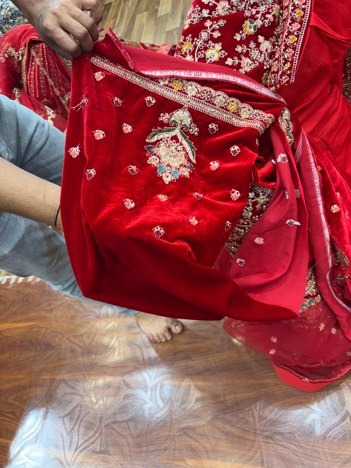 Red peacock Ball Bridal Lehenga - Shopping World