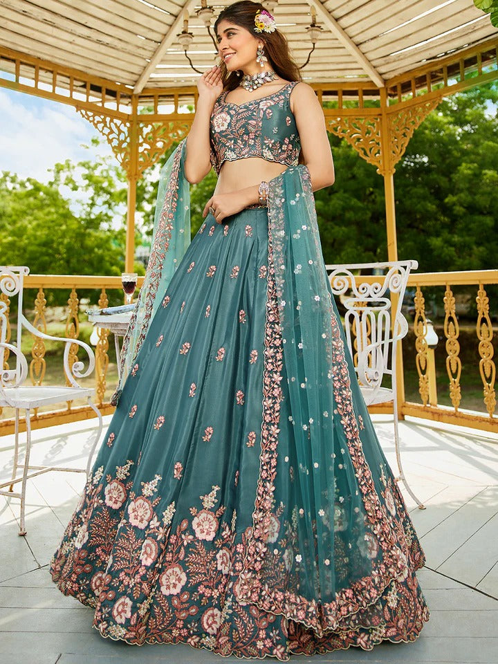 blue and green pakistani dresses Aqua blue pakistani embellishments indian girls traditional dress