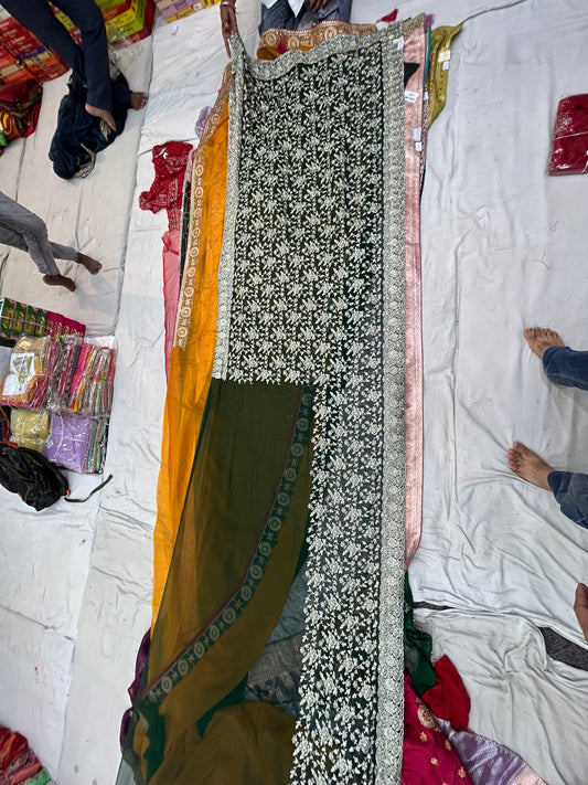 Dark green Saree