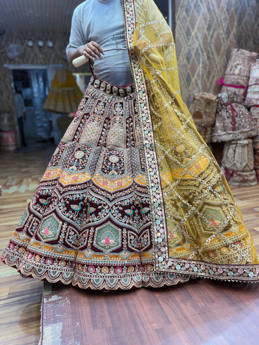 Good looking maroon ball bridal Lehenga