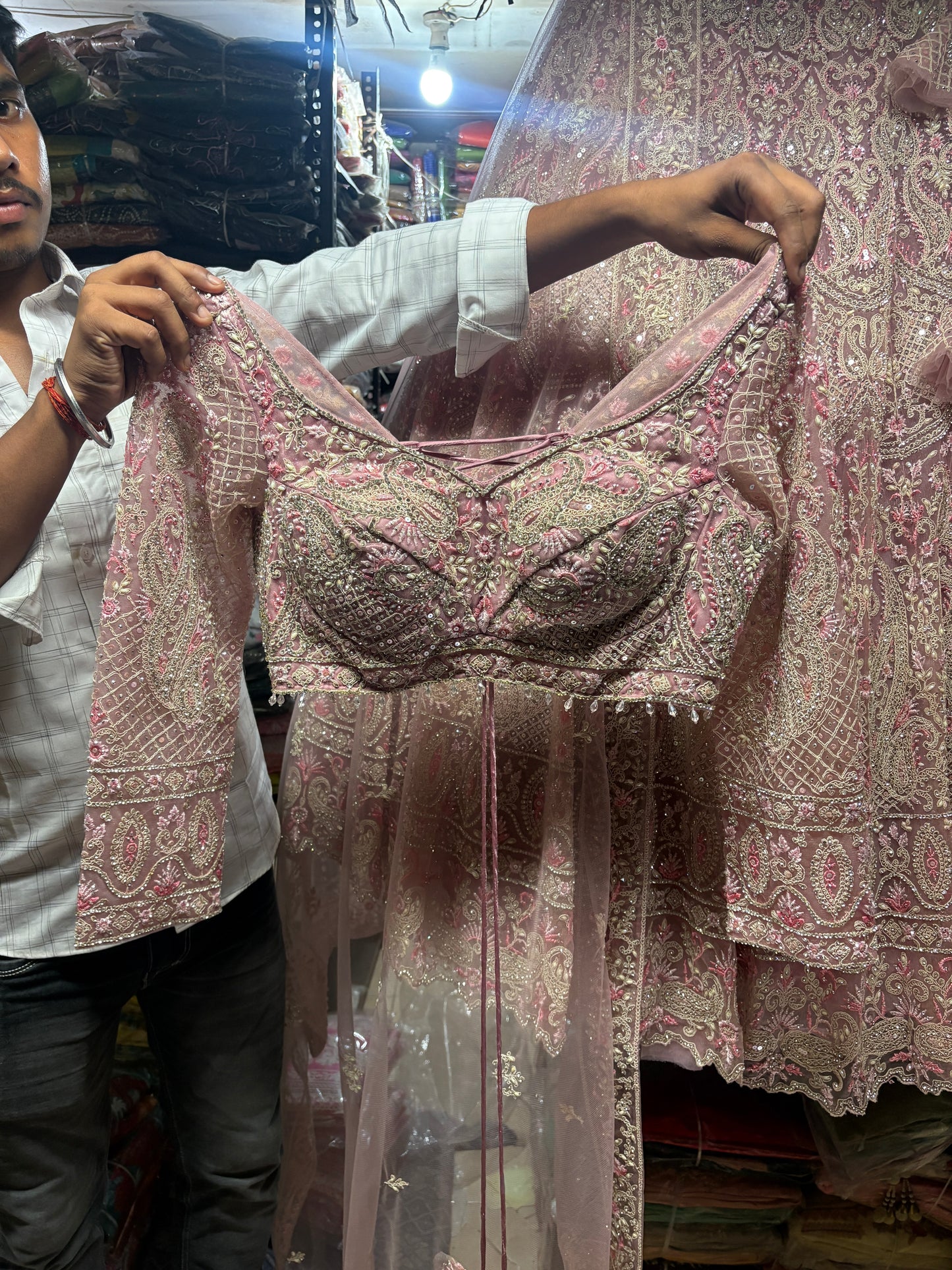 Charming pink crop top Lehenga