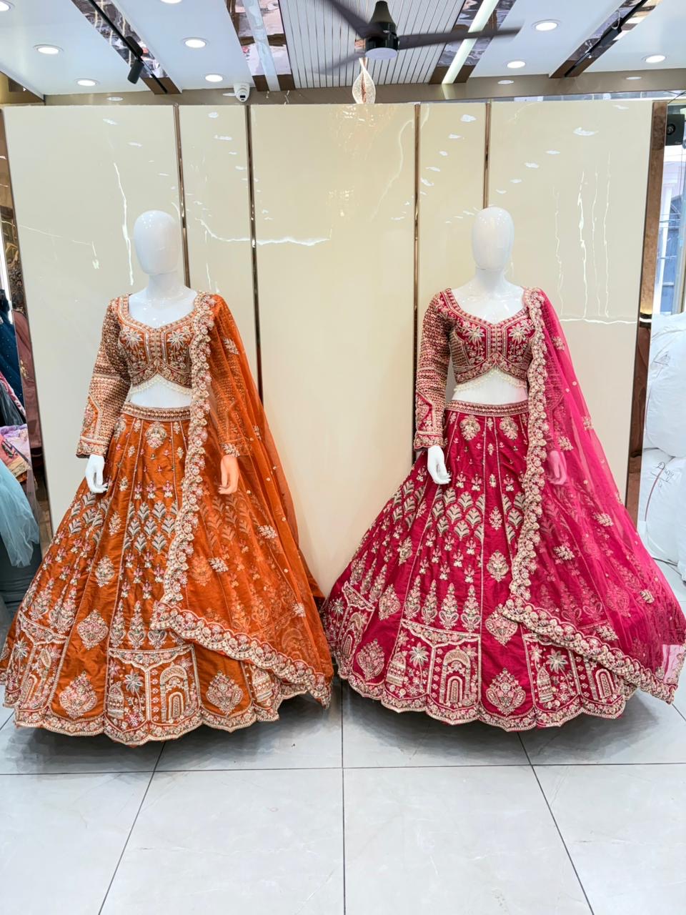 Orange pink crop top Lehenga
