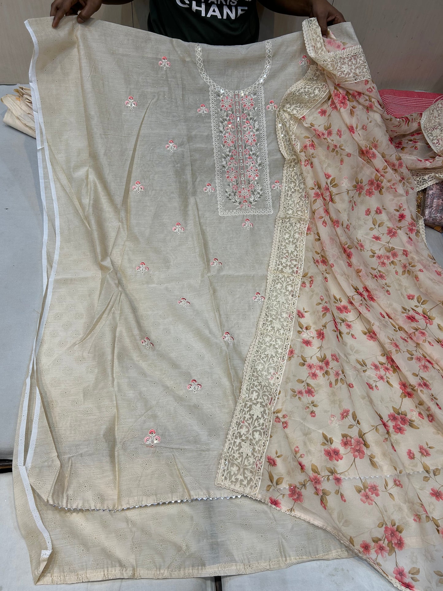 Stunning white unstitched ladies suit