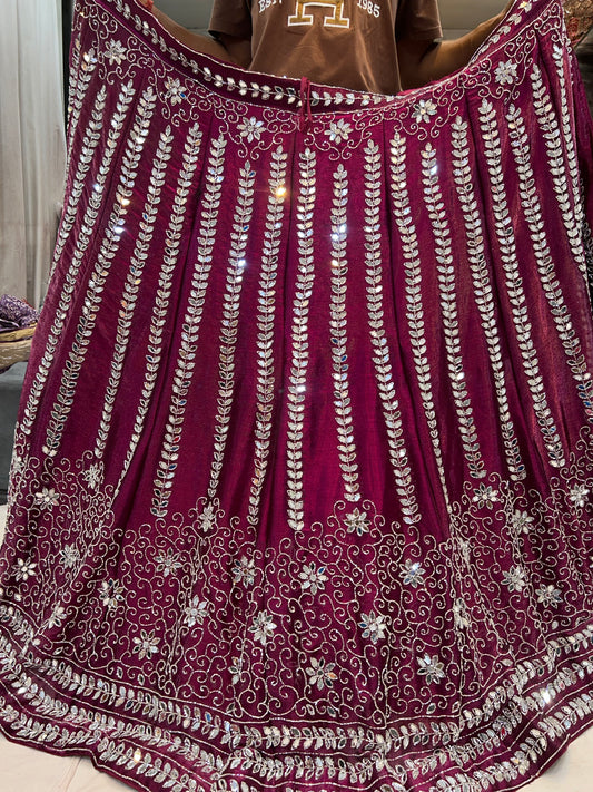 Delightful dark pink mirror work lehenga - Shopping World