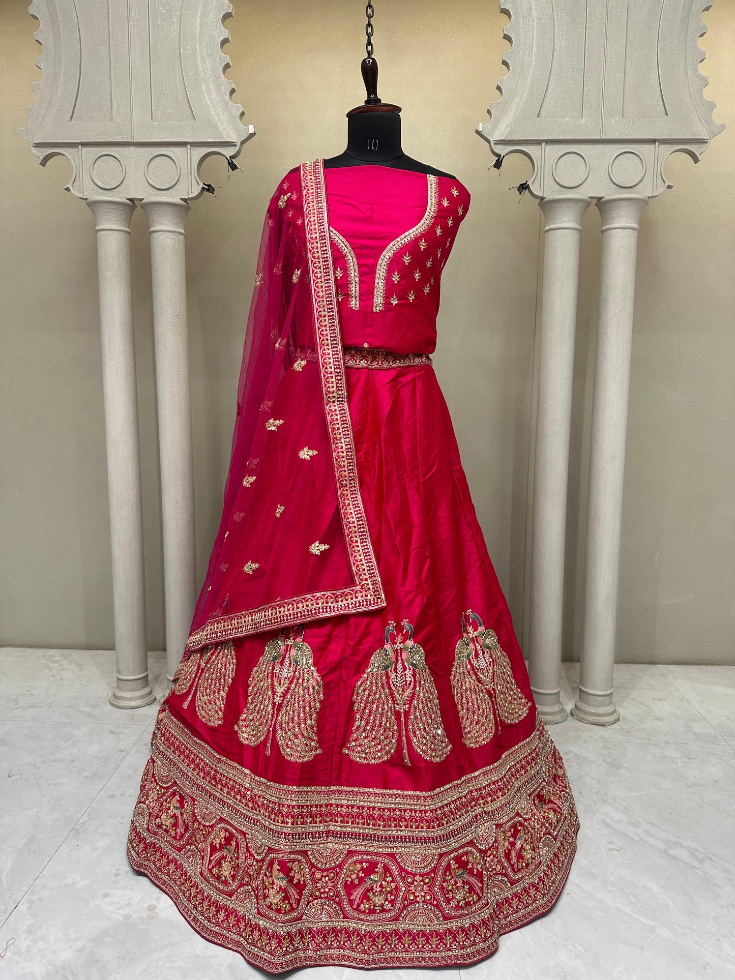 Red Peacock Designer Lehenga 2133