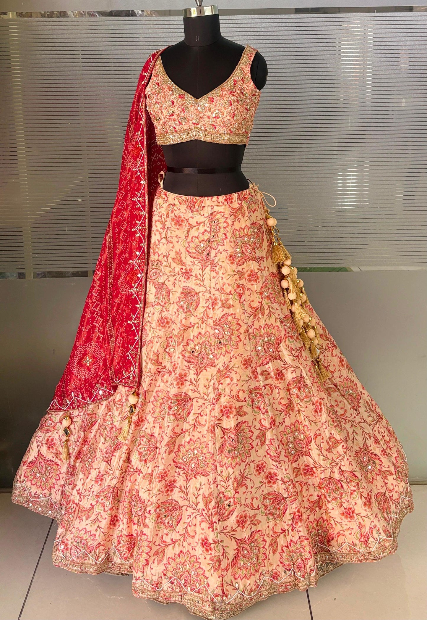 Baby Pink Designer Crop Top Lehenga