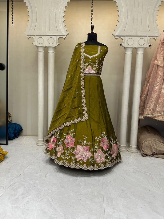 Mehendi Green Designer Lehenga 2216