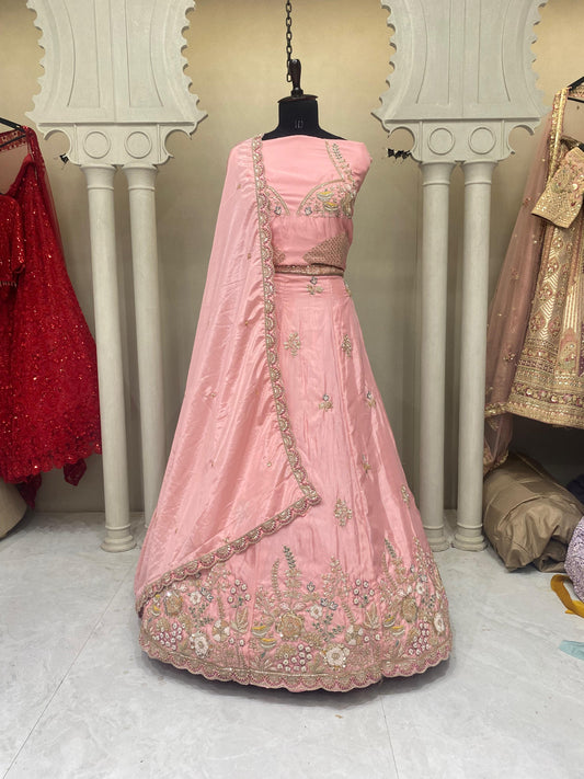 Baby Pink Crop Top Lehenga 2243