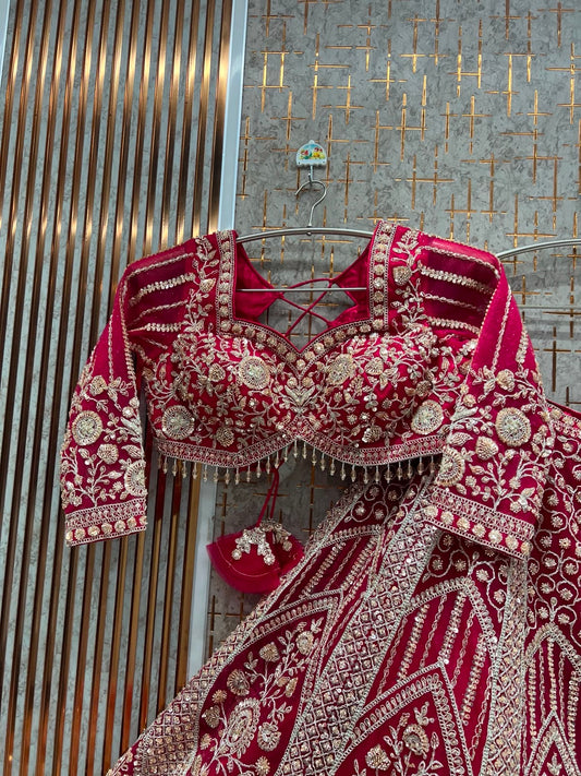 Hot Pink Crop Top Lehenga