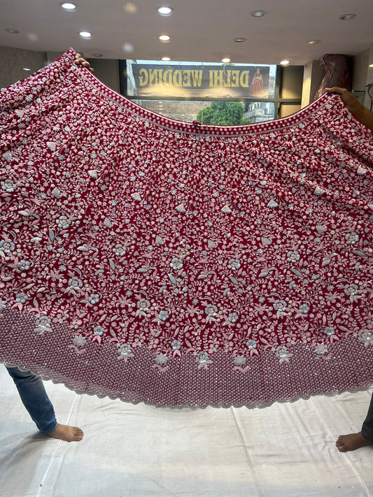 Lavishing Pink Red floral Lehenga