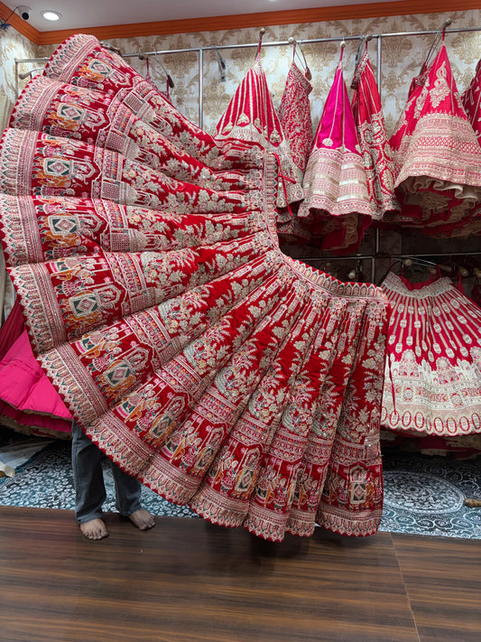 Rani Pink Doli Barat Peacock Ball Bridal Lehenga